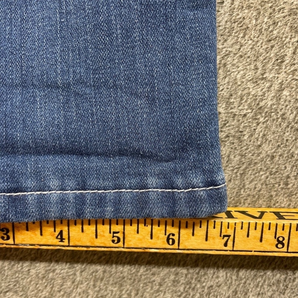 L&B Baseball Patch Distressed Jeans Womens 14 Medium Wash Straight‎ Leg Stretch - Picture 9 of 11